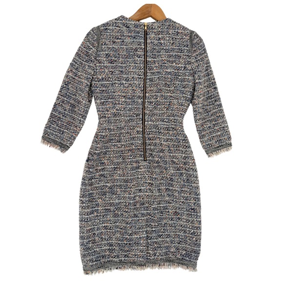 J. Crew 3/4 Length Sleeve Tweed Dress - Blue and Gray - Picture 4 of 14